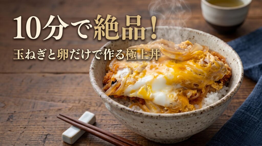 Finished egg rice bowl with onions and eggs