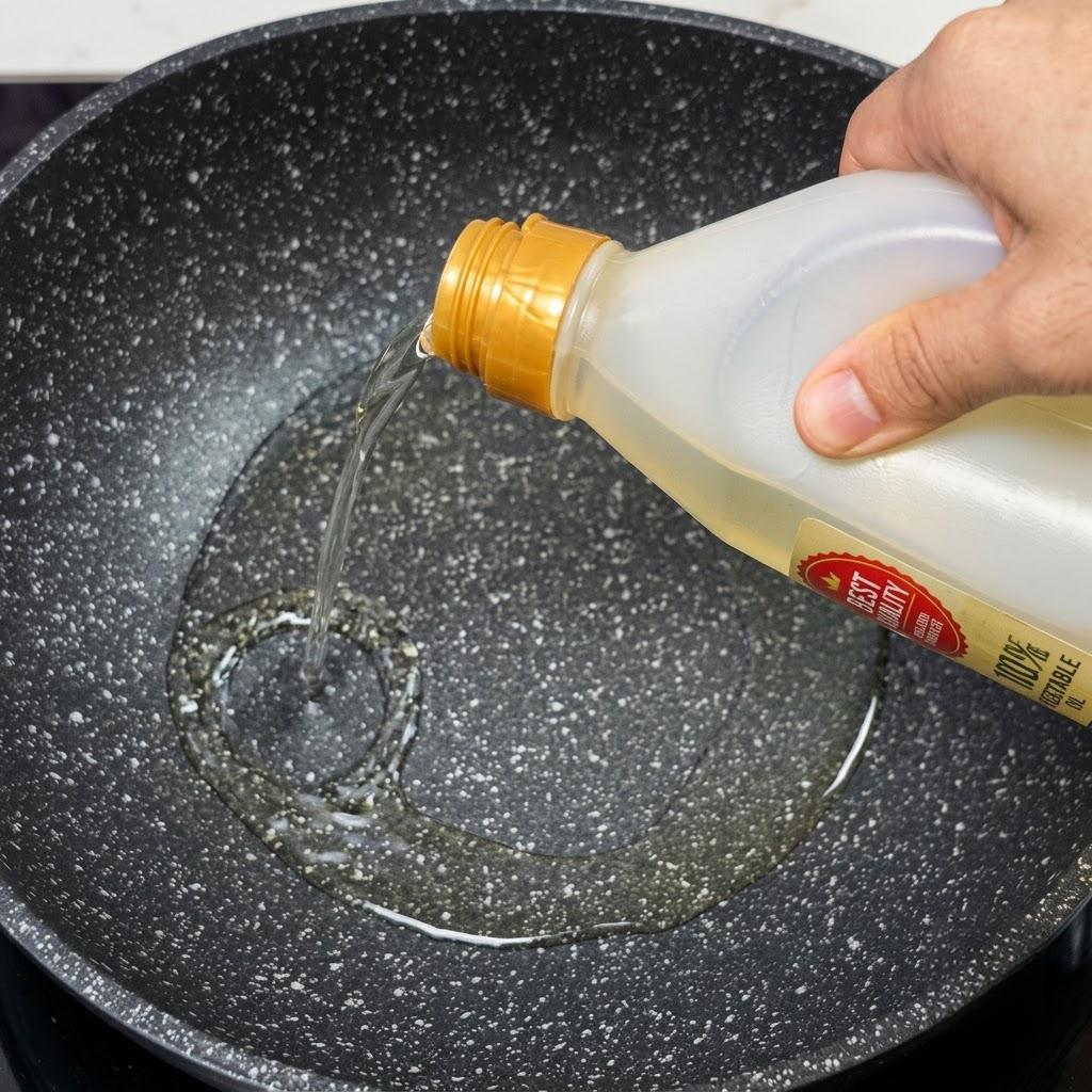 フライパンに食用油を3周ほど回し入れる