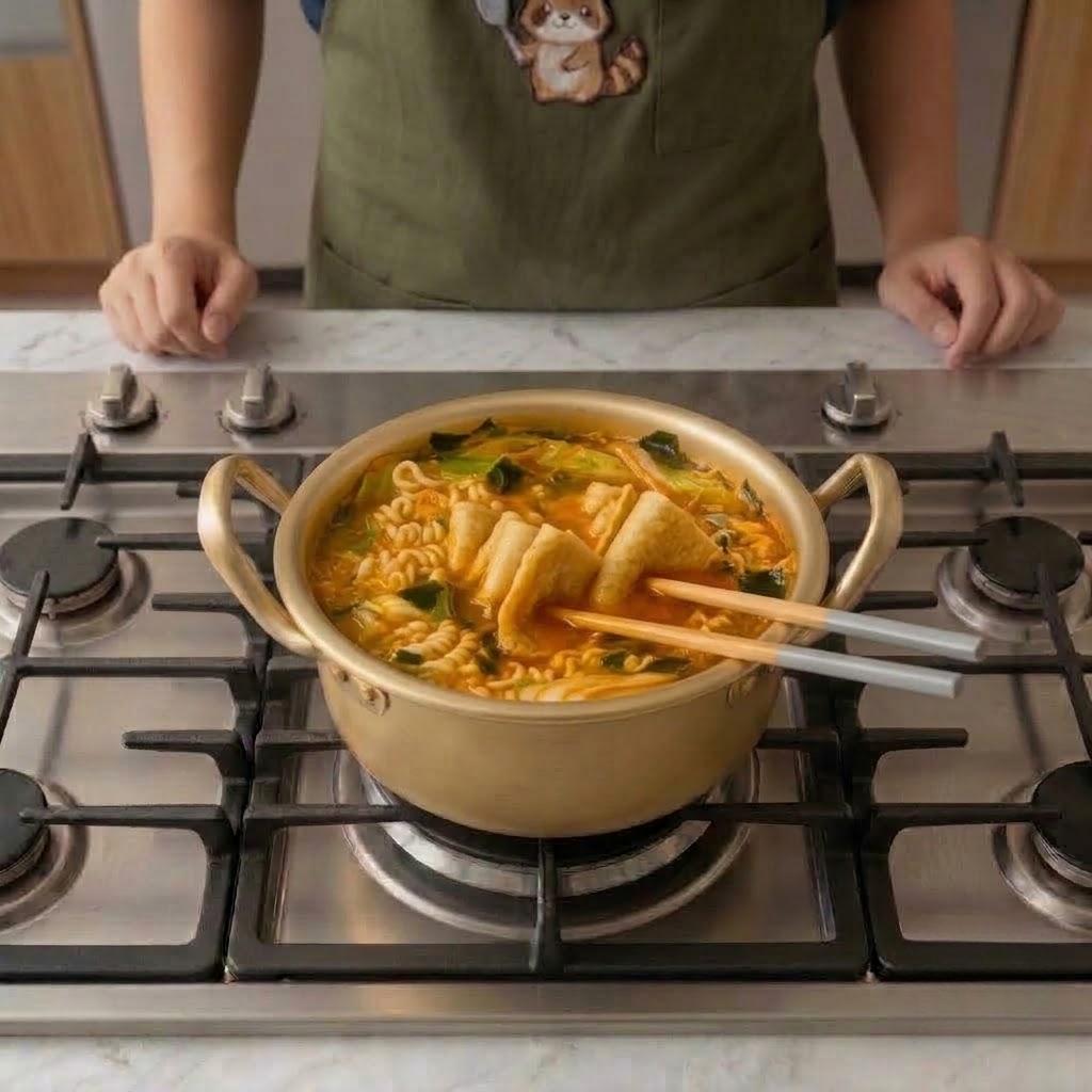 麺を入れて1分後、おでん串を鍋に入れる