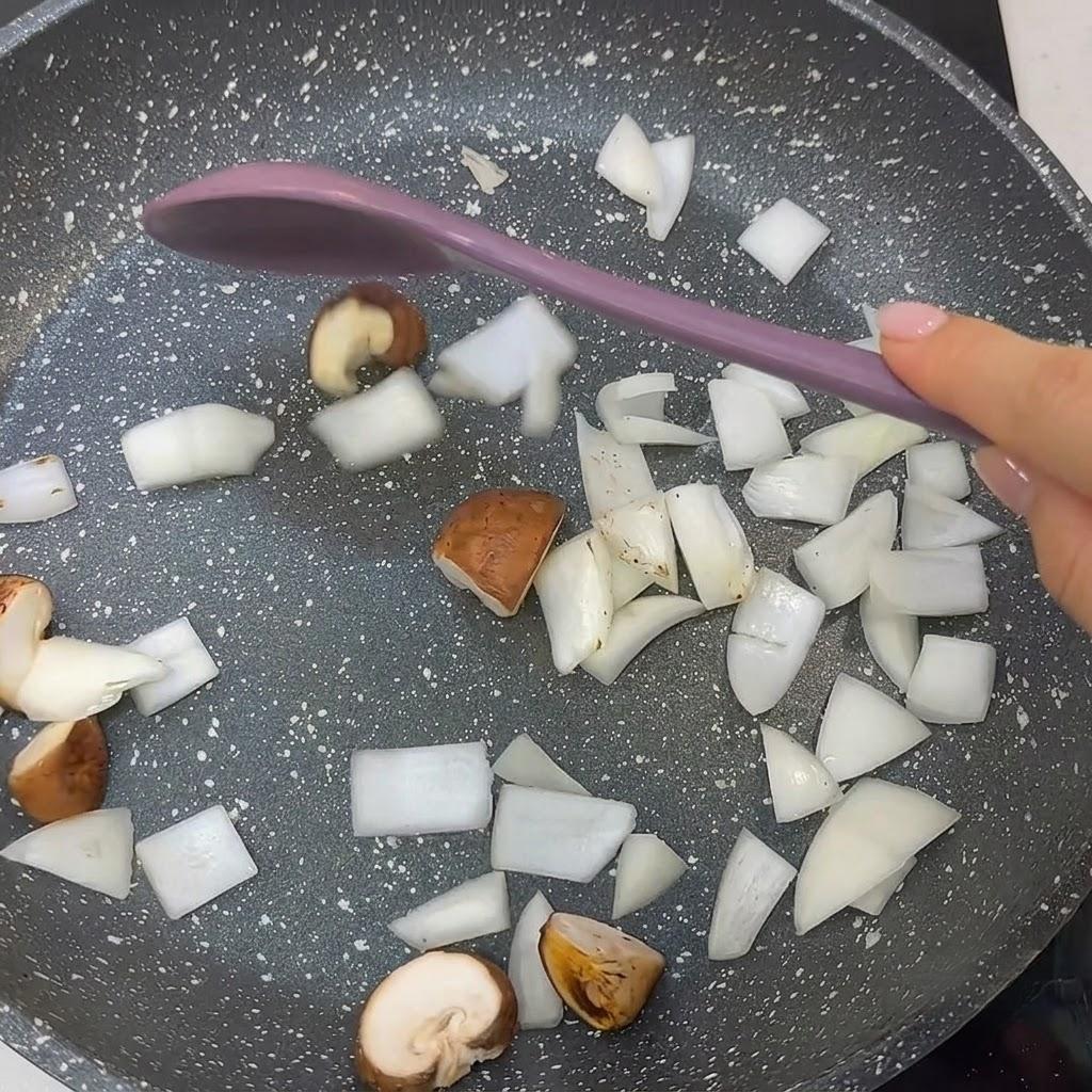 Sautéing onions and mushrooms
